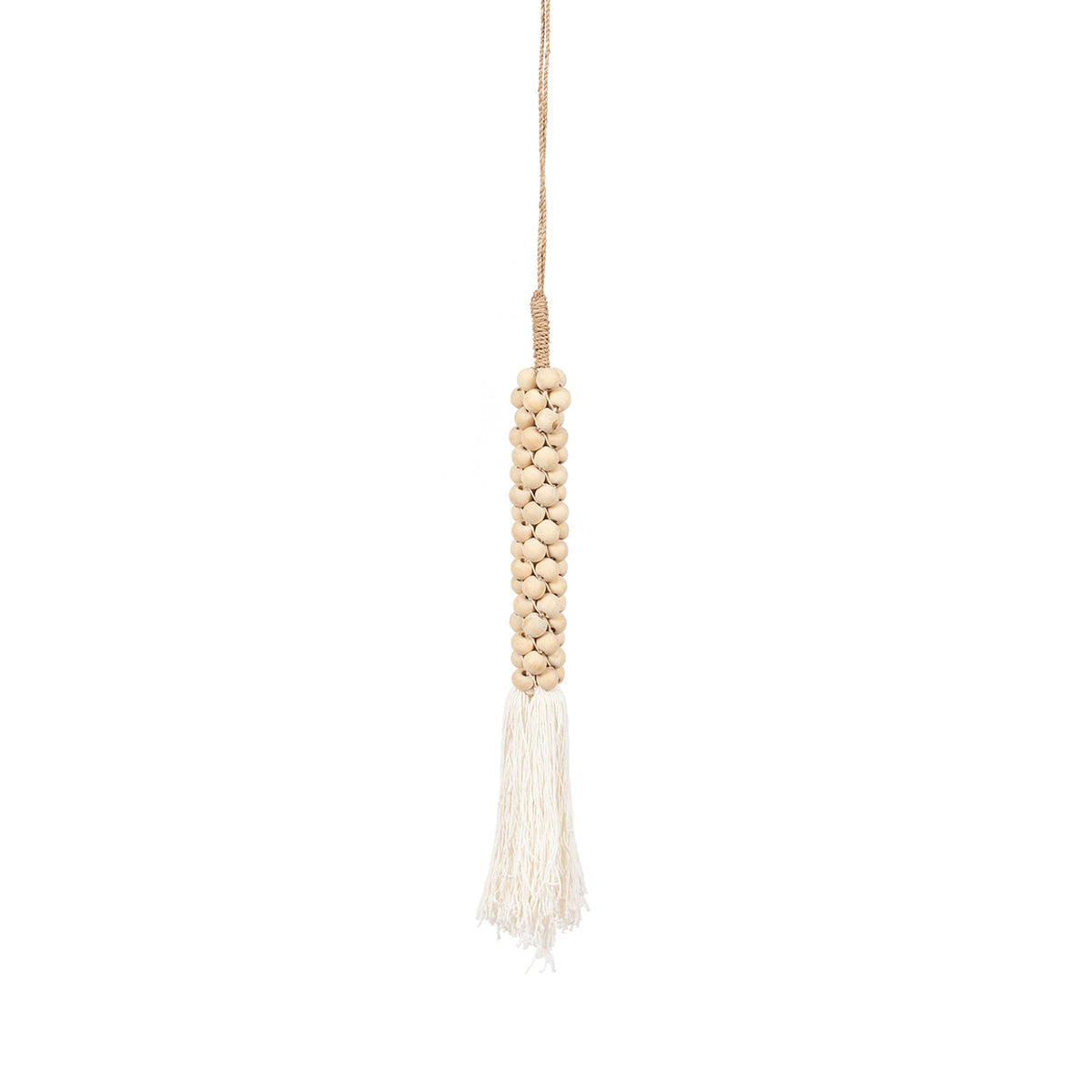 The Wooden Beads with Cotton Tassel - Natural White