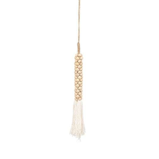 The Wooden Beads with Cotton Tassel - Natural White