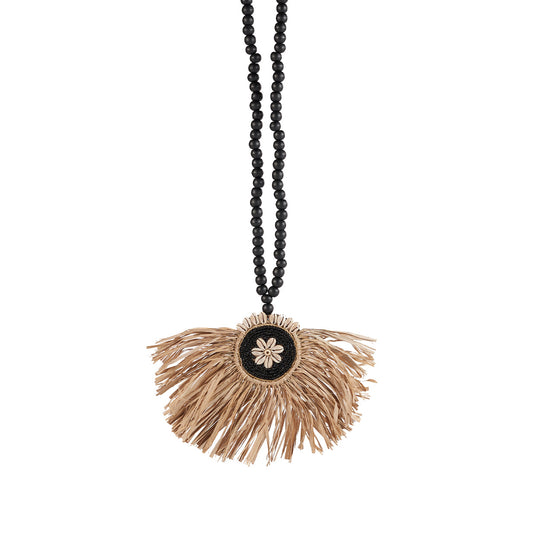 The Raffia Crown Tassel - Natural Black