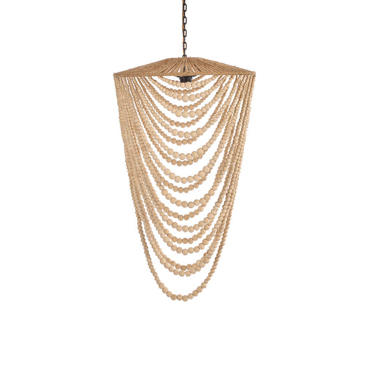 The Wooden Bead Chandelier - Natural - L