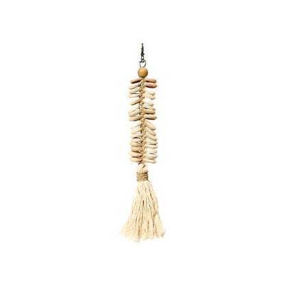 The Macrame Fishbone Keychain - Cream