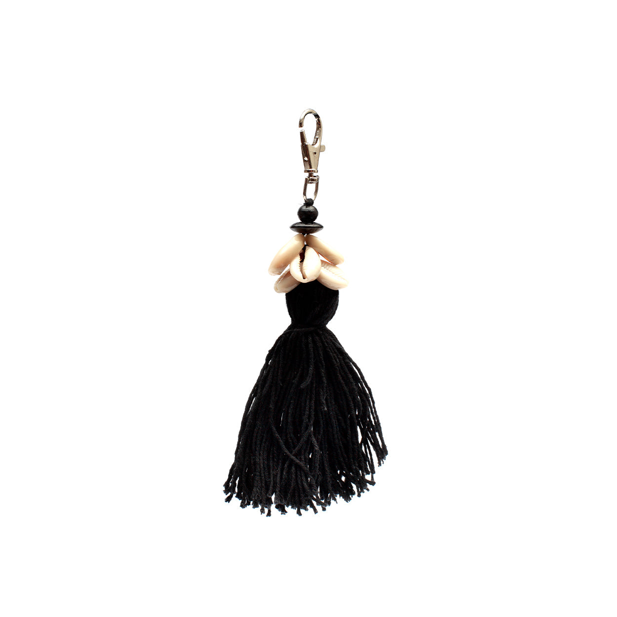 The Cowrie Tassel Keychain - Black