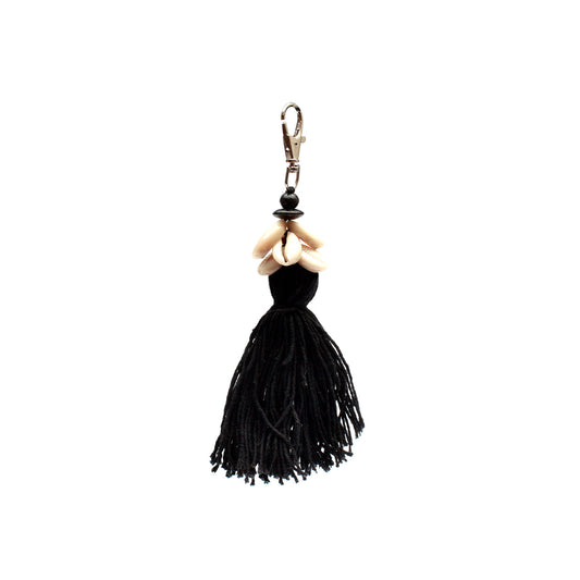 The Cowrie Tassel Keychain - Black