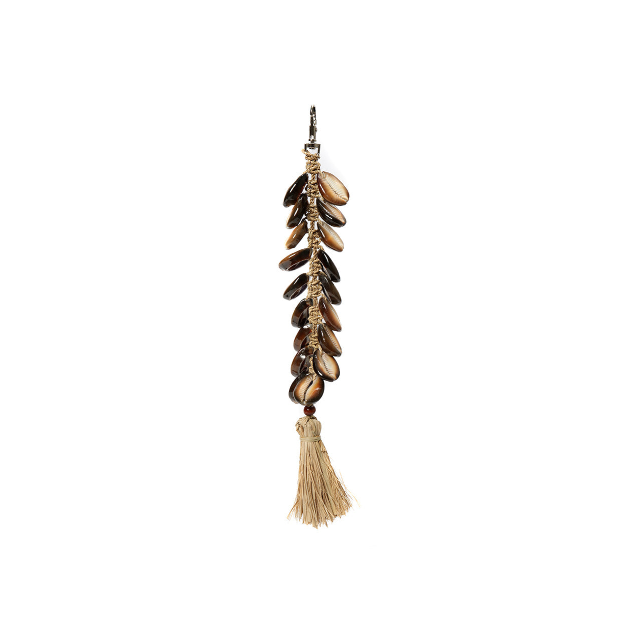 The Raffia Fishbone Keychain - Natural Black