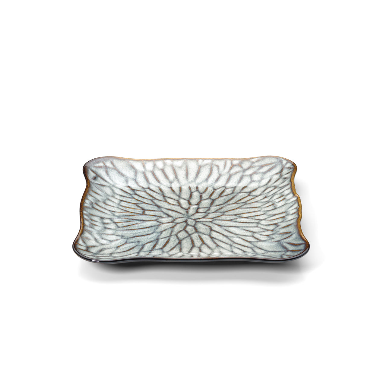 The Lotus Ice Square Plate - Grey Brown - L