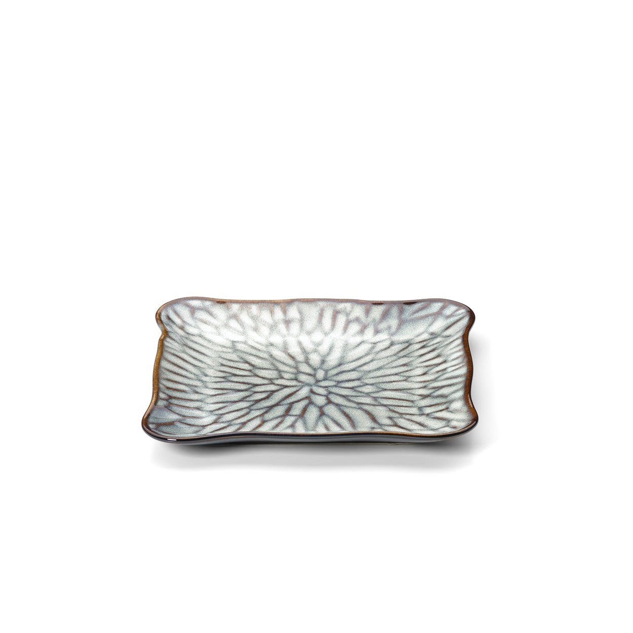 The Lotus Ice Square Plate - Grey Brown - M