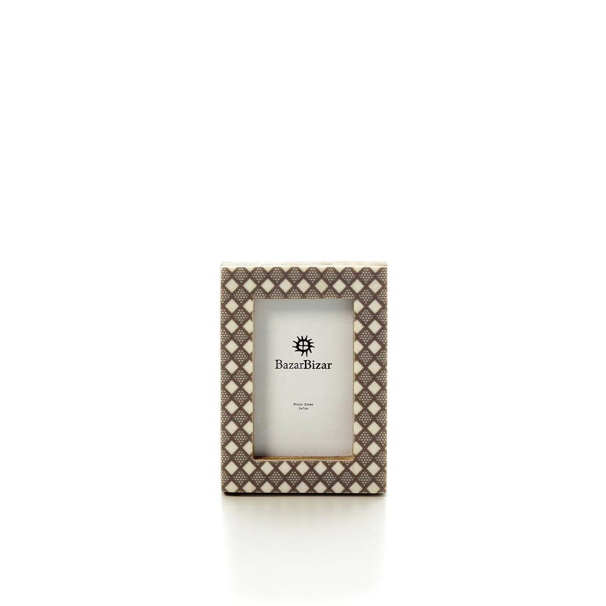 The Diamond Cut Frame - White Brown - 5x7