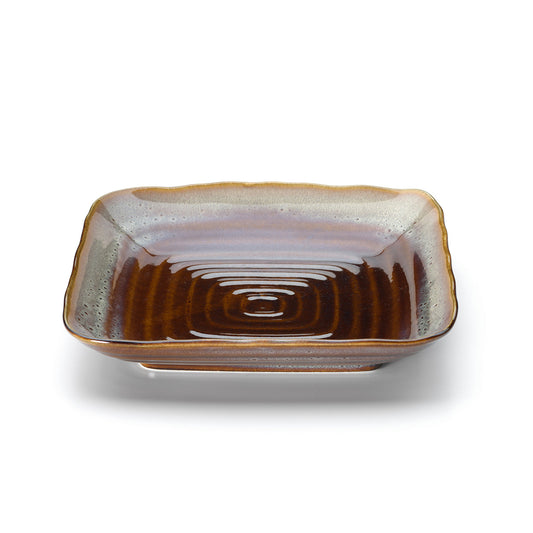 The Smoked Horizon Square Plate - Brown Grey - M