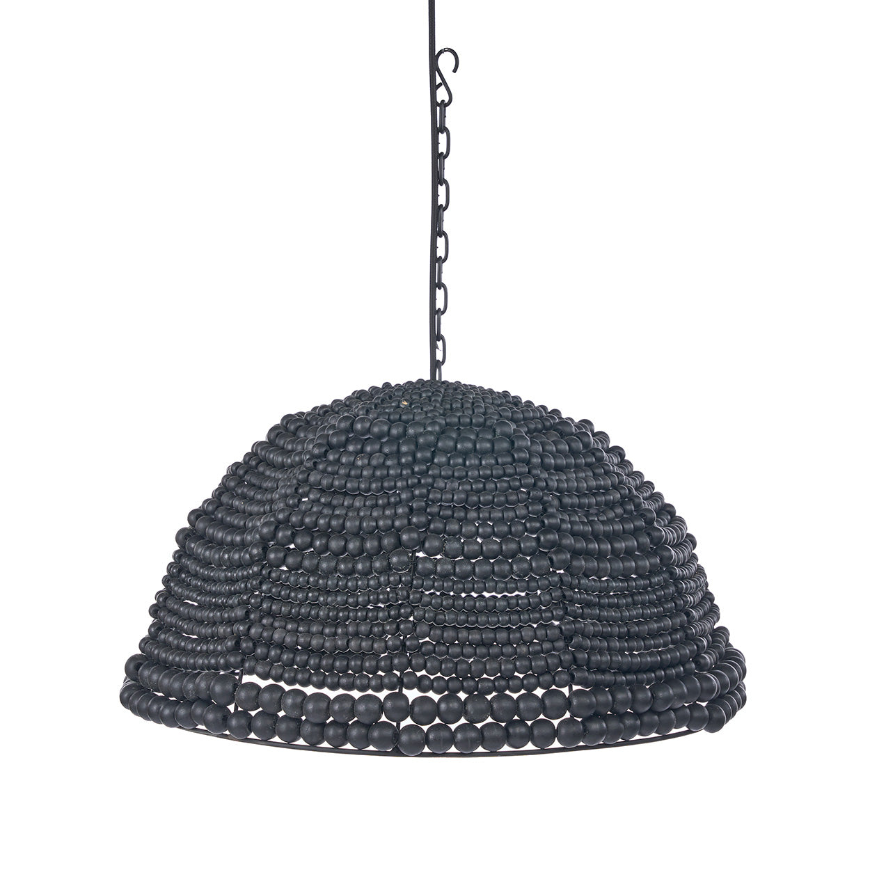 The Wooden Bead Dome Pendant - Black