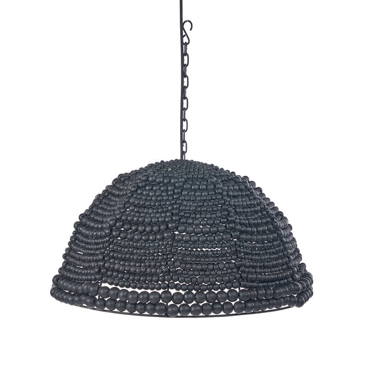 The Wooden Bead Dome Pendant - Black
