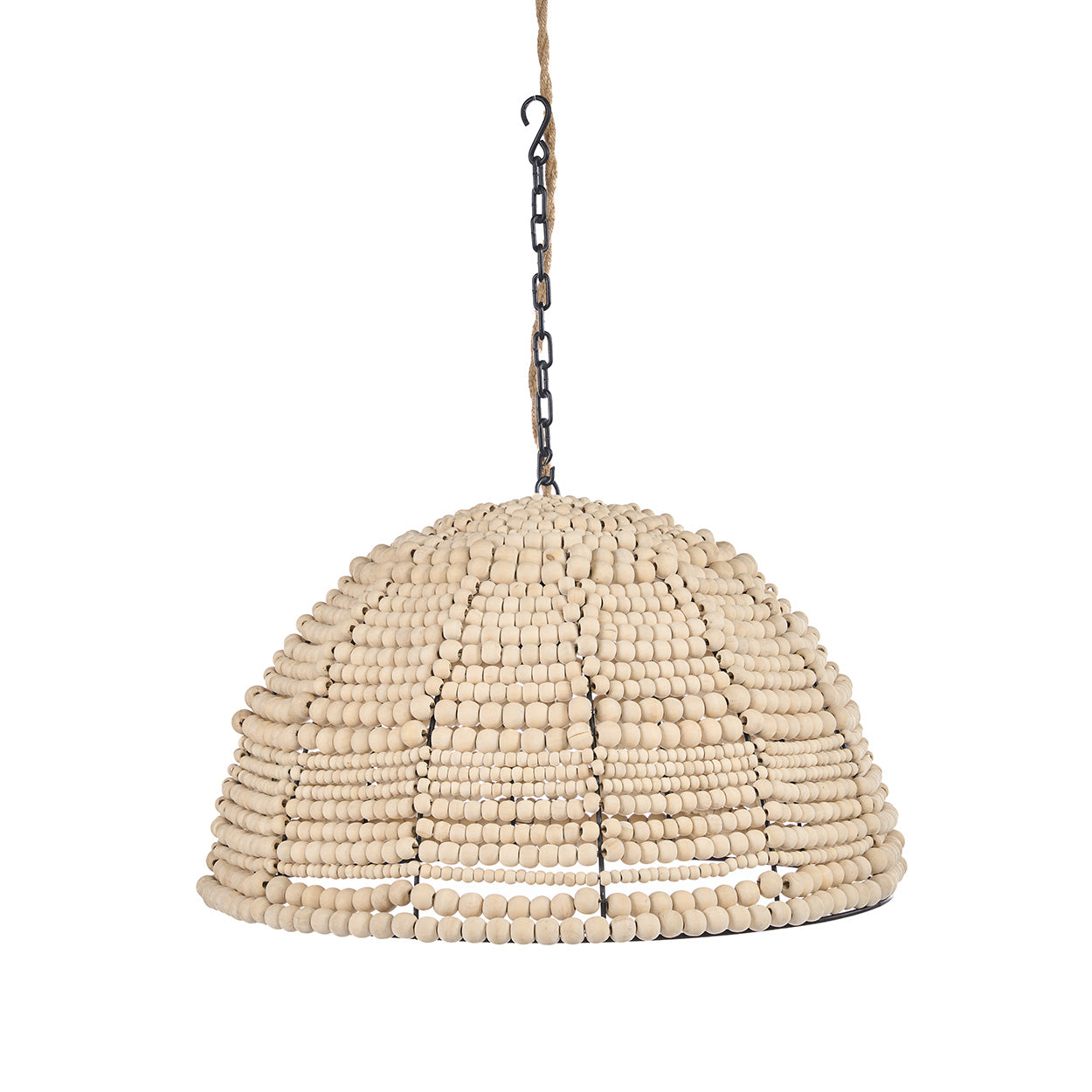 The Wooden Bead Dome Pendant - Natural