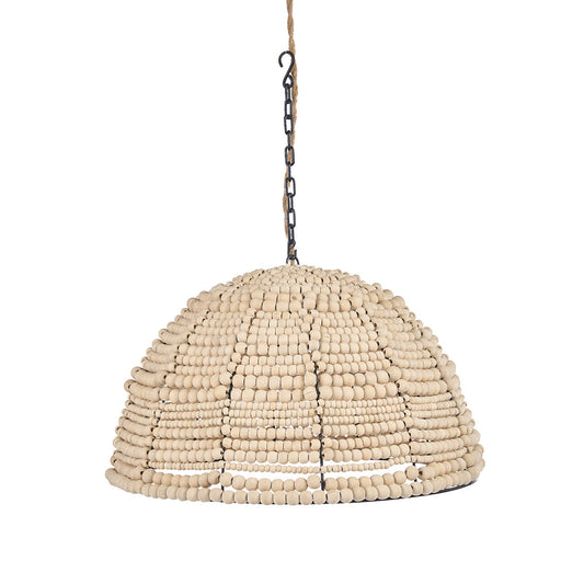 The Wooden Bead Dome Pendant - Natural