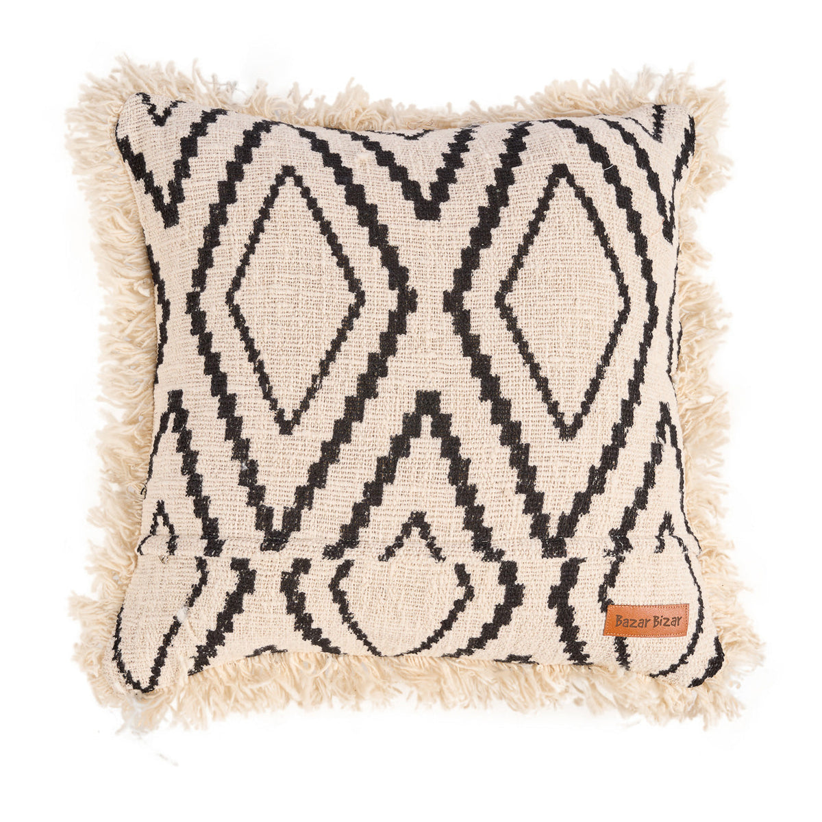 The Sahara Diamond Cushion Cover - Natural Black