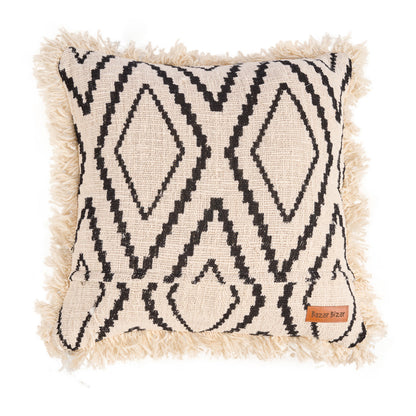 The Sahara Diamond Cushion Cover - Natural Black