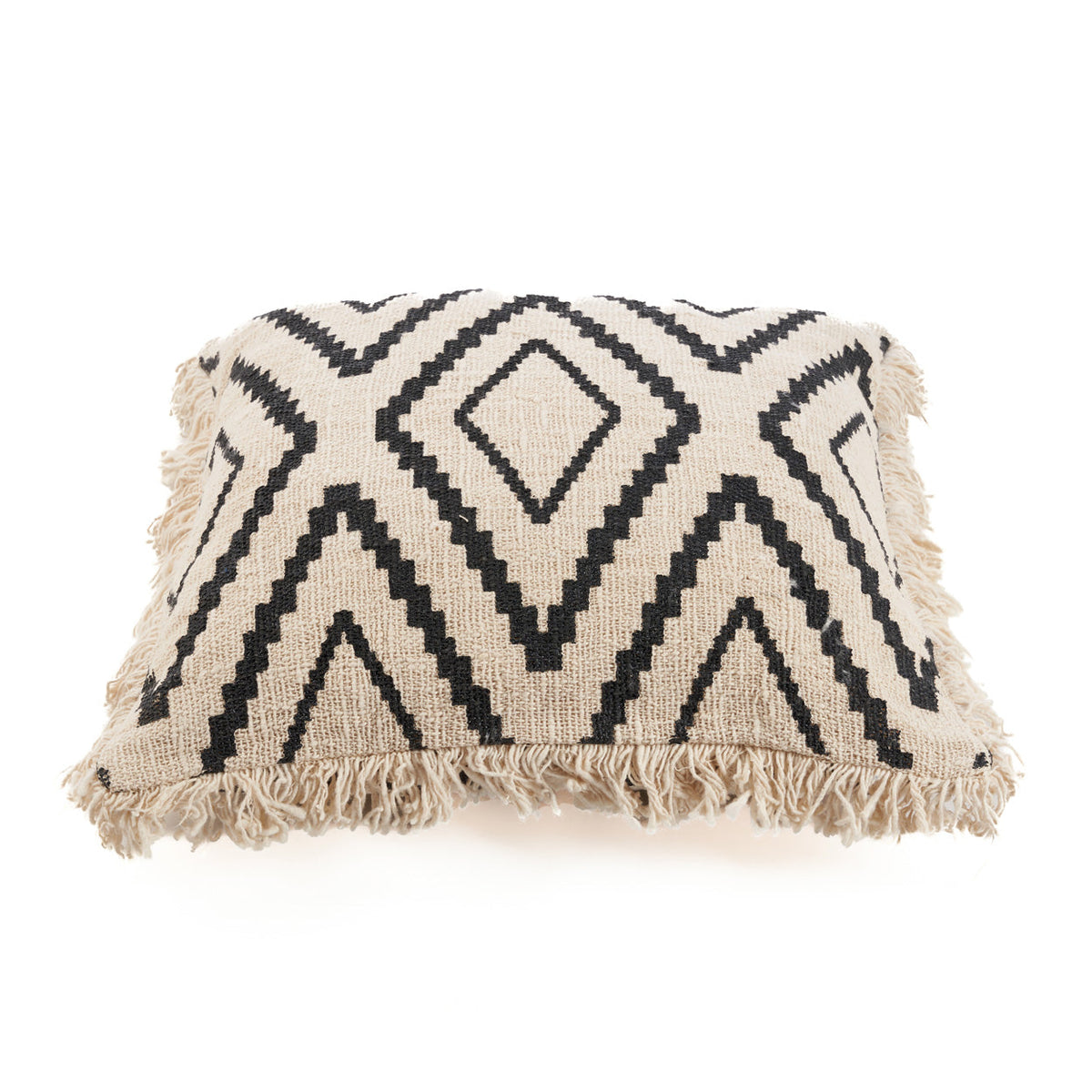 The Sahara Diamond Cushion Cover - Natural Black