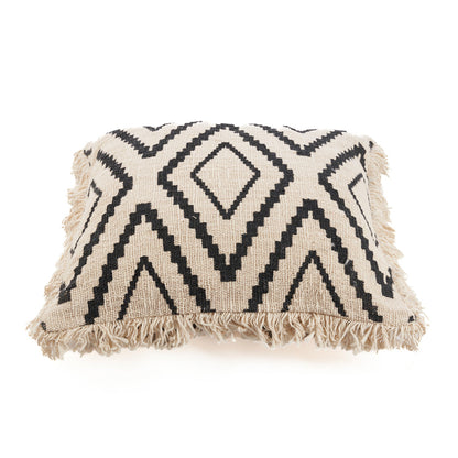The Sahara Diamond Cushion Cover - Natural Black