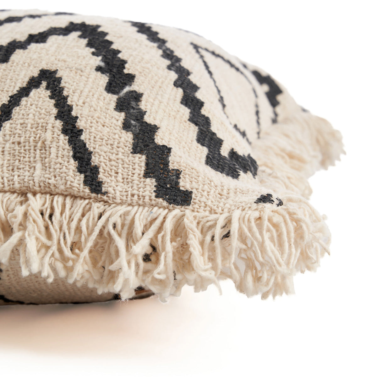 The Sahara Diamond Cushion Cover - Natural Black