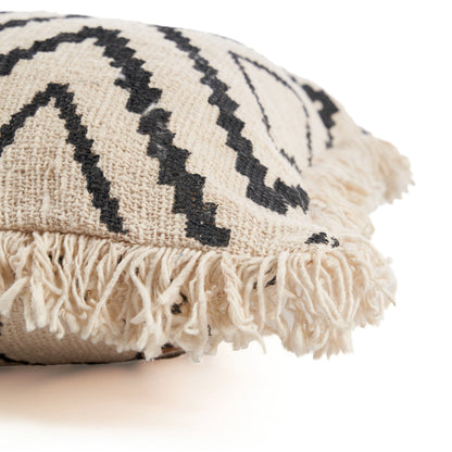 The Sahara Diamond Cushion Cover - Natural Black