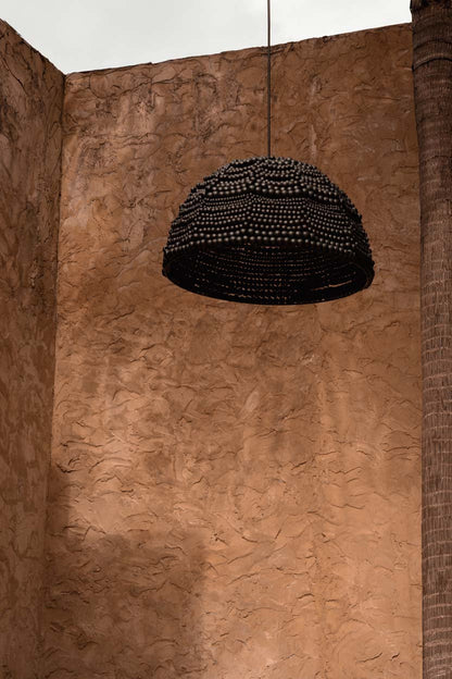 The Wooden Bead Dome Pendant - Black