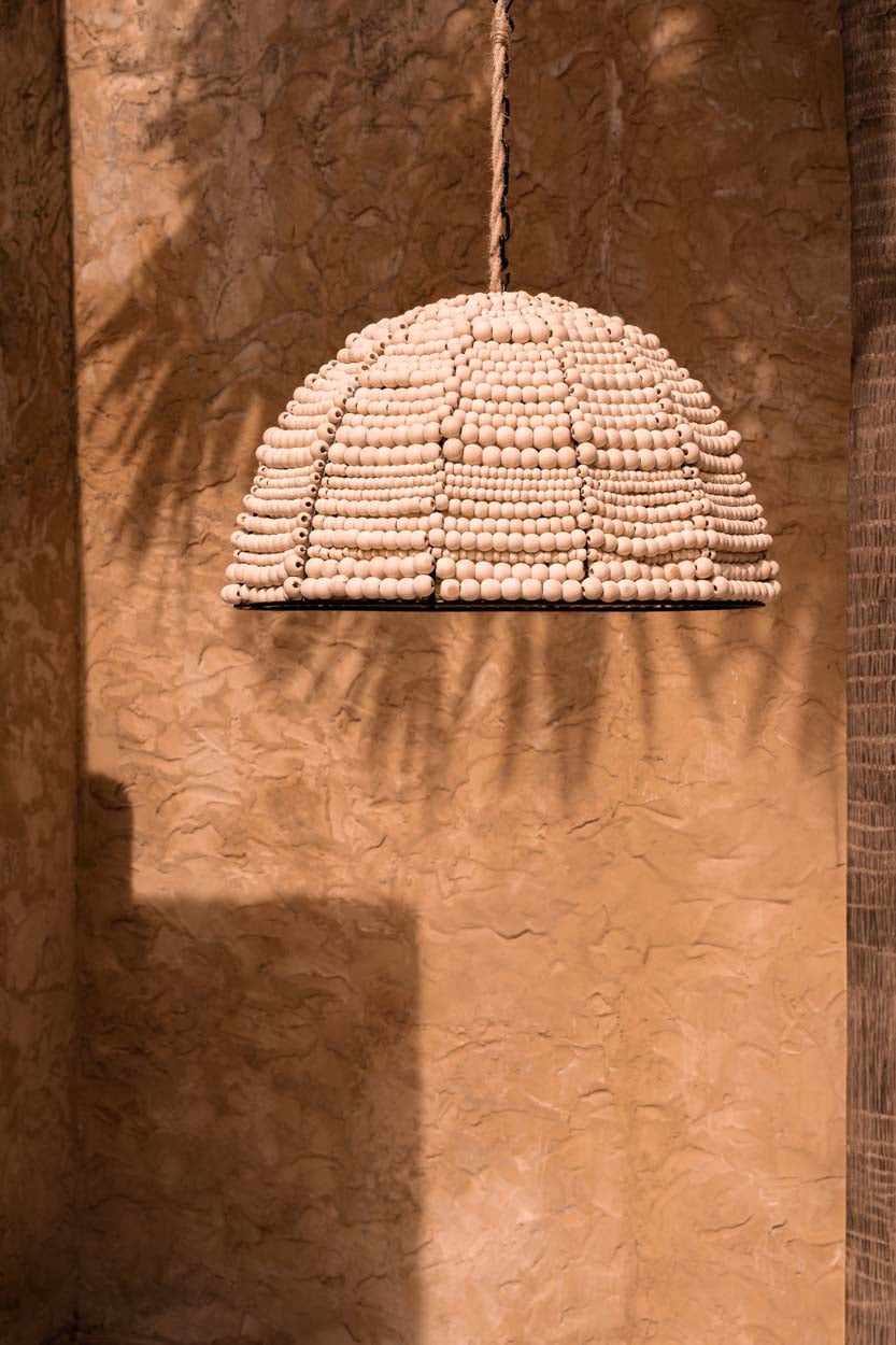 The Wooden Bead Dome Pendant - Natural