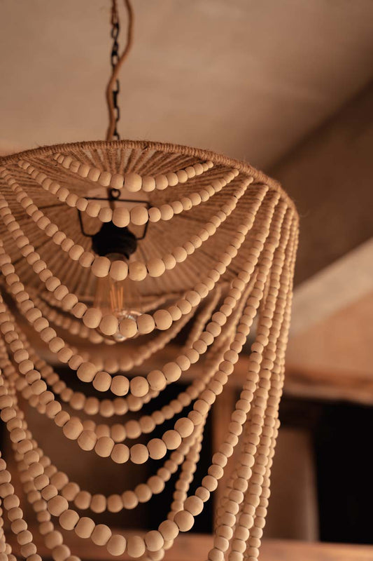 The Wooden Bead Chandelier - Natural - L