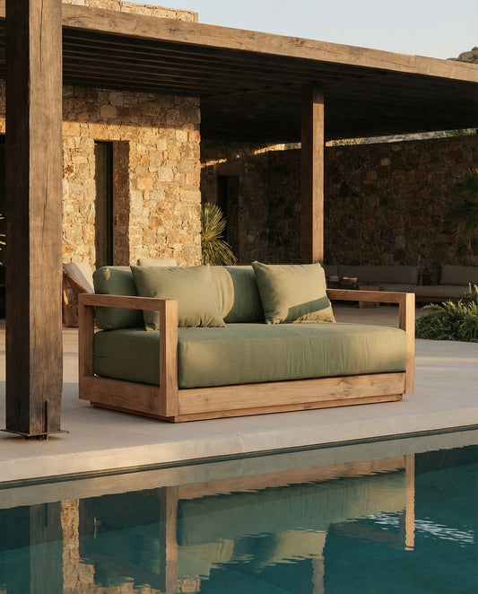 The Umalas Two Seater Sofa - Outdoor - Green Alga