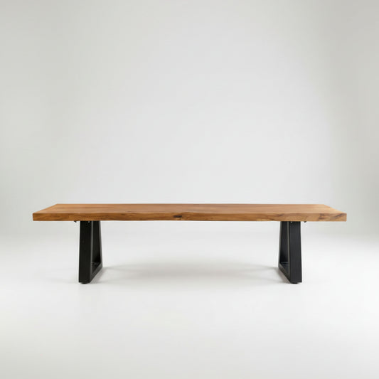 Bench With Iron Legs - Natural - 280