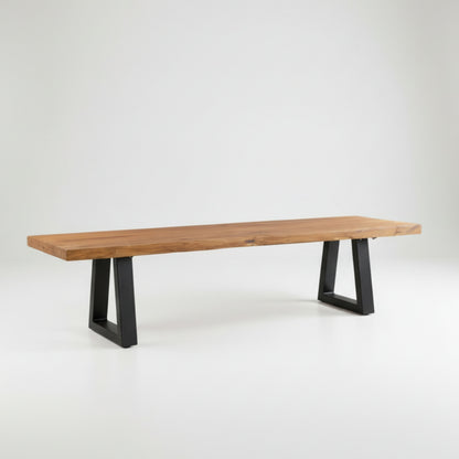 Bench With Iron Legs - Natural - 220
