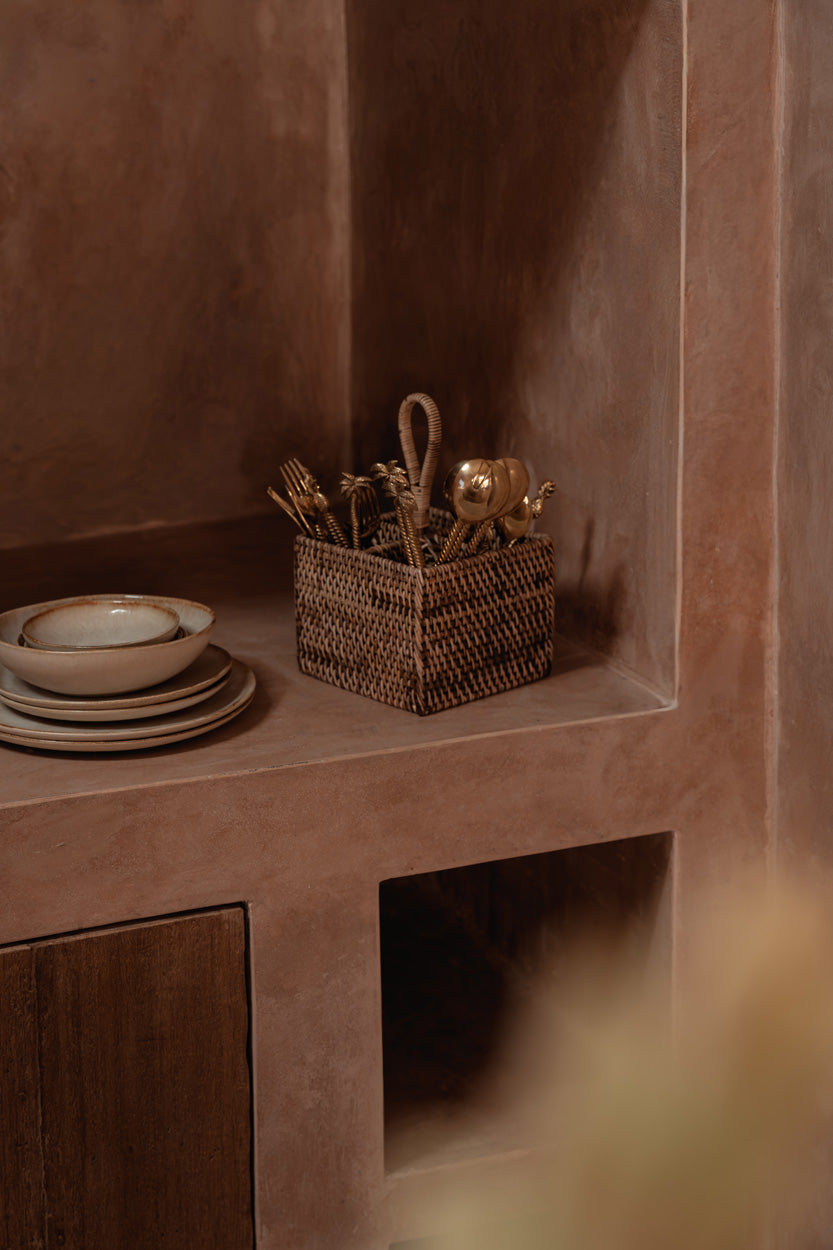 The Rattan Cutlery Caddy No. 4 - Natural Brown