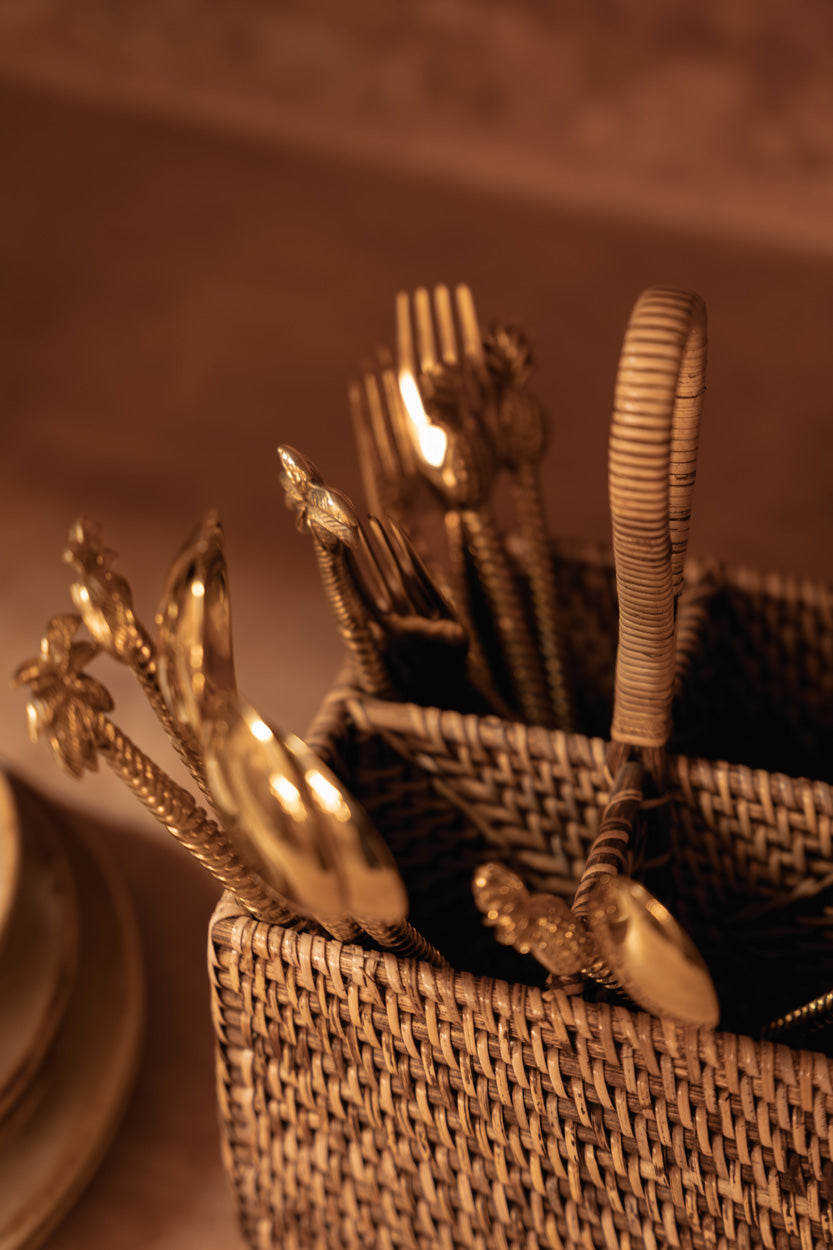 The Rattan Cutlery Caddy No. 4 - Natural Brown