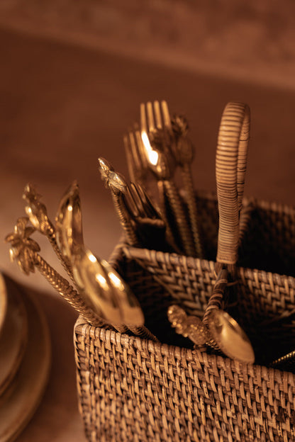 The Rattan Cutlery Caddy No. 4 - Natural Brown