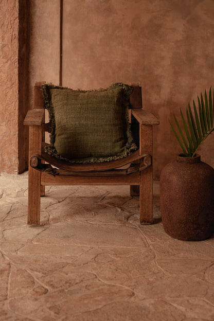 The Jungle Fringe Cushion Cover - Green