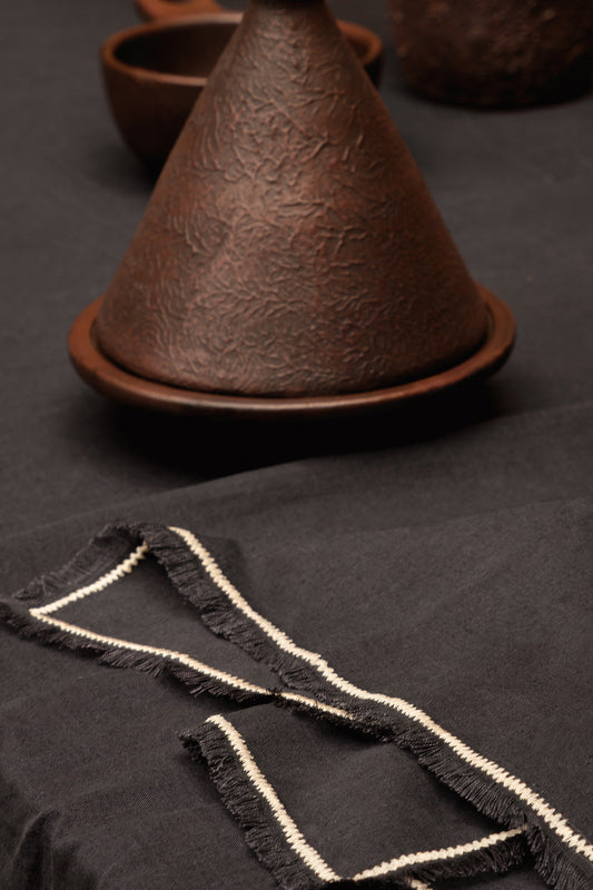 The Tuscany Napkin - Black Natural - 45x45