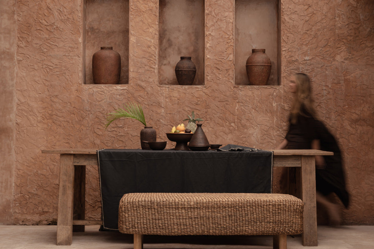 The Tuscany Tablecloth - Black Natural - 150x250