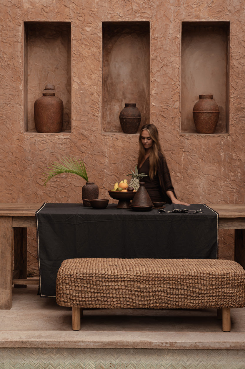 The Tuscany Tablecloth - Black Natural - 150x250