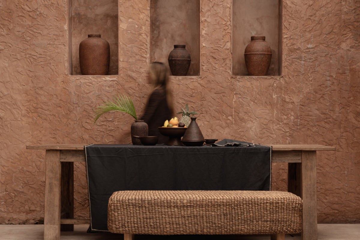 The Tuscany Tablecloth - Black Natural - 150x300