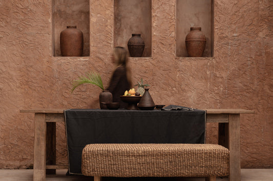 The Tuscany Tablecloth - Black Natural - 150x300