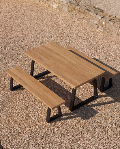 Bench With Iron Legs - Natural - 220