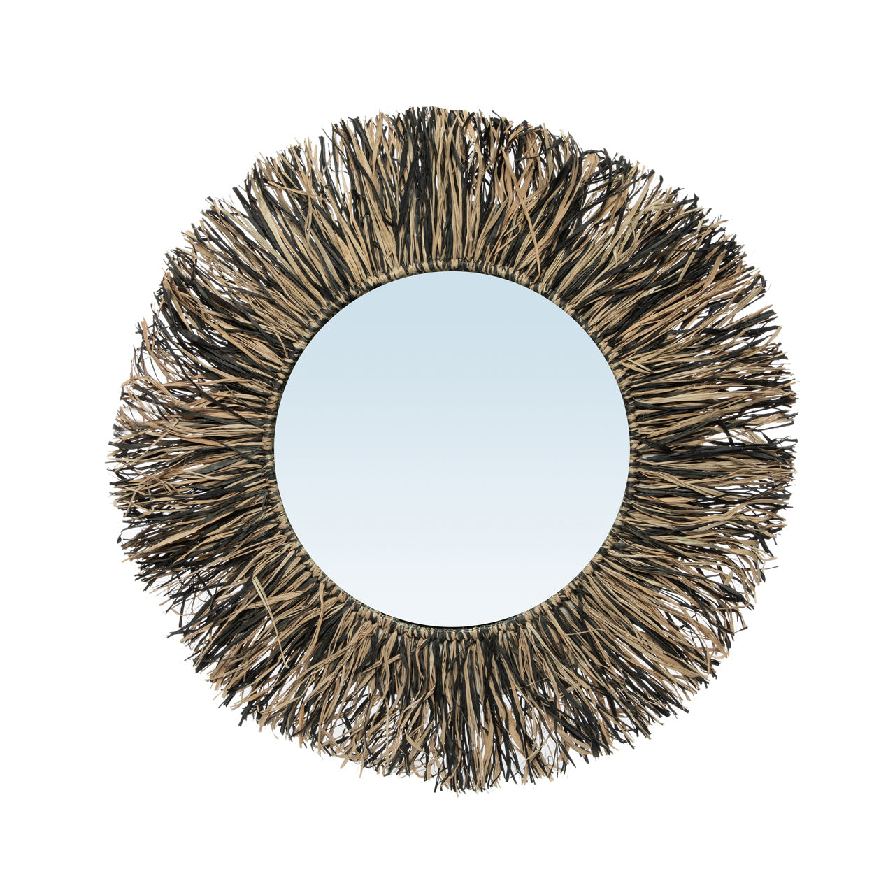The Raffia Fringe Mirror - Natural Black - M