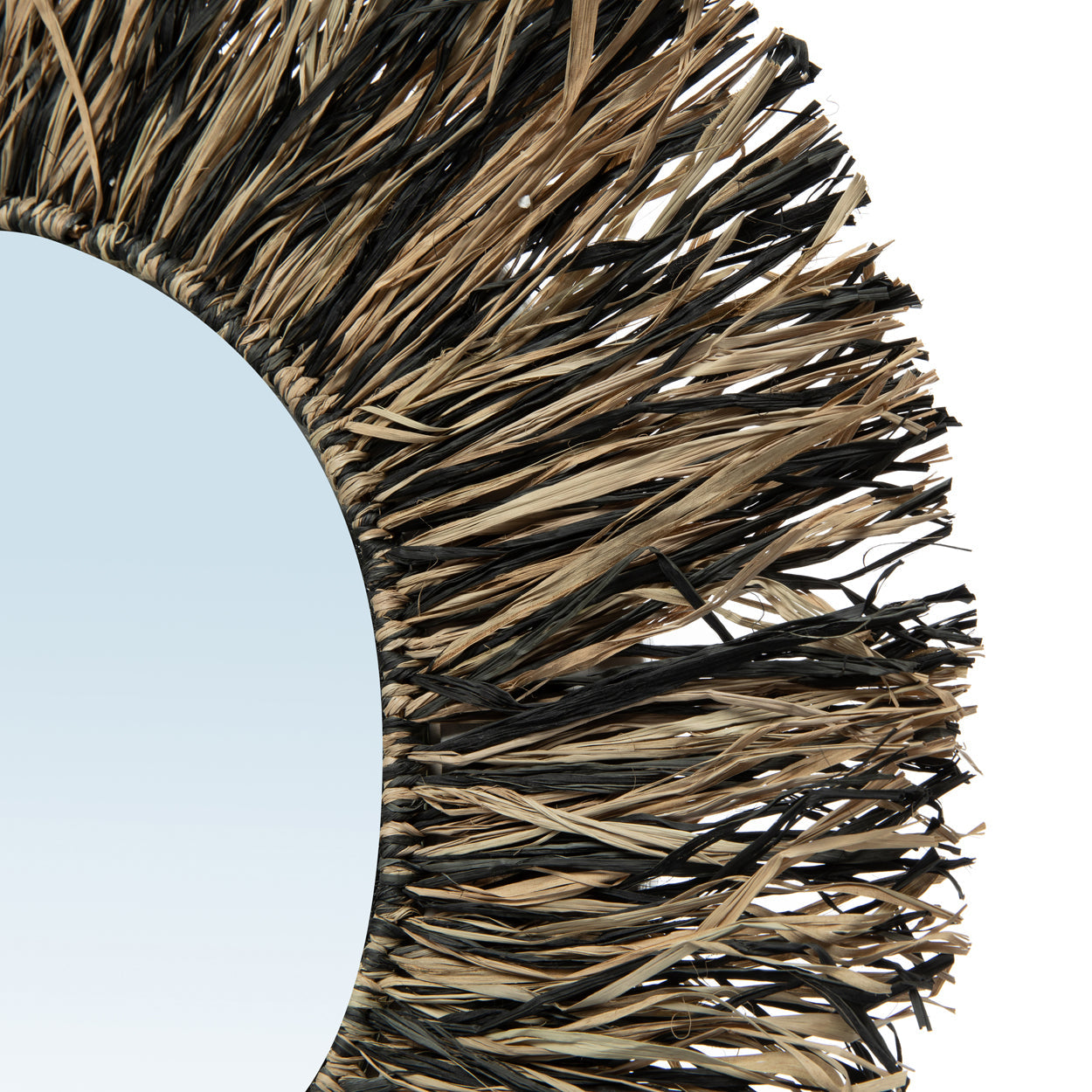 The Raffia Fringe Mirror - Natural Black - M