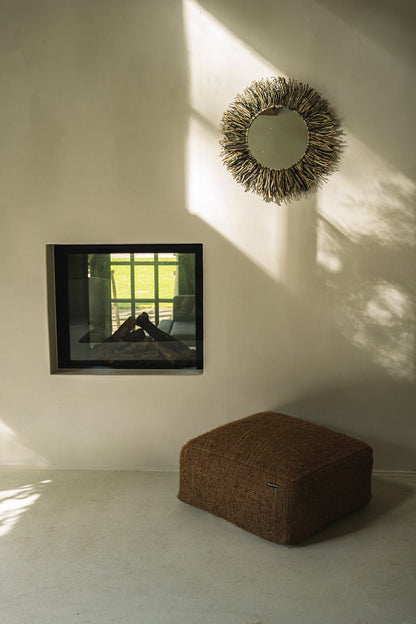 The Raffia Fringe Mirror - Natural Black - M
