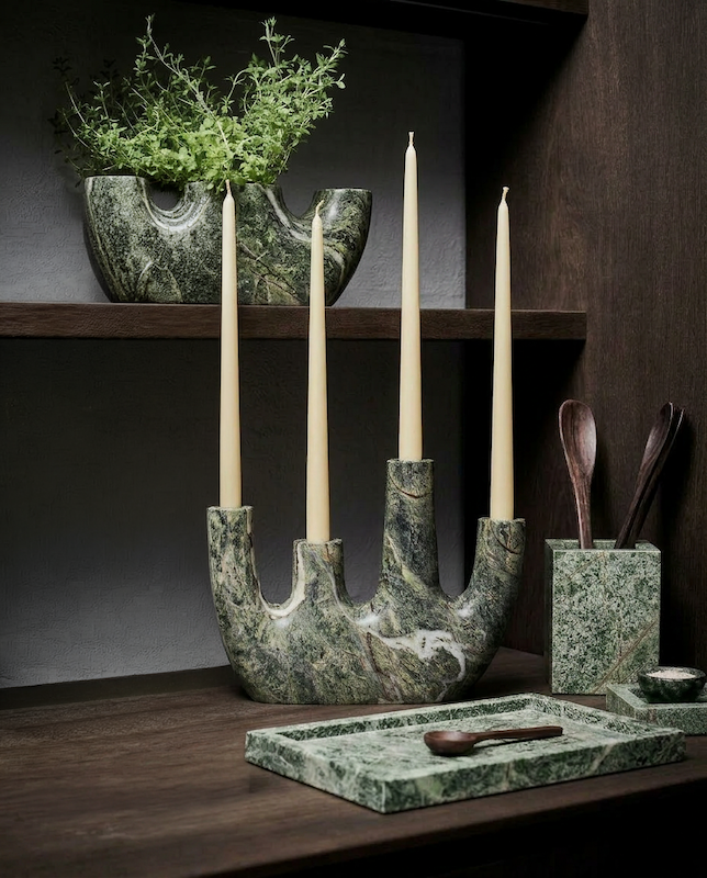 The Bidasar Marble Vase - Green - High