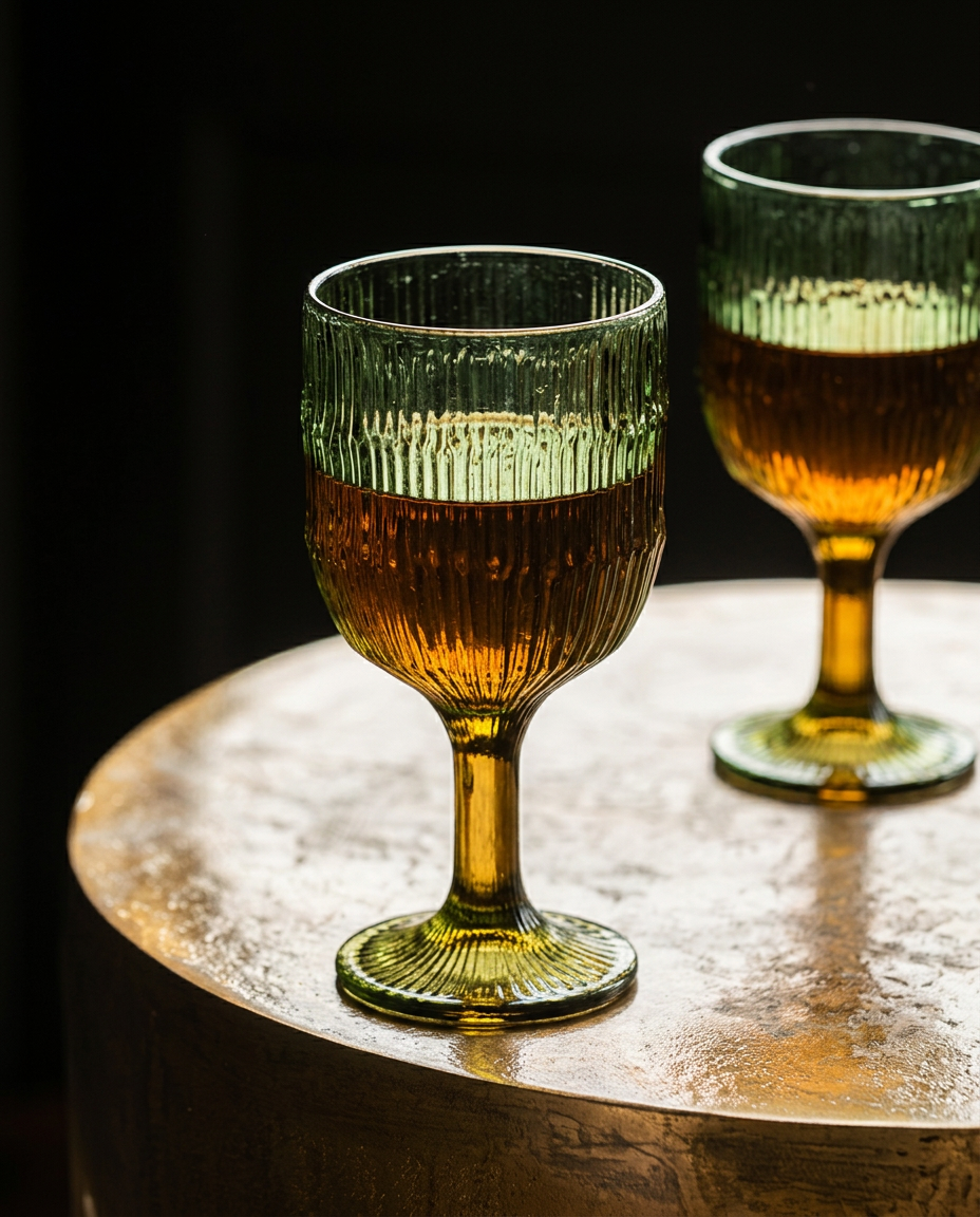 The Moss Ripple Wine Glass - Green