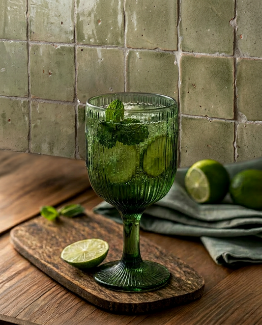 The Moss Ripple Wine Glass - Green