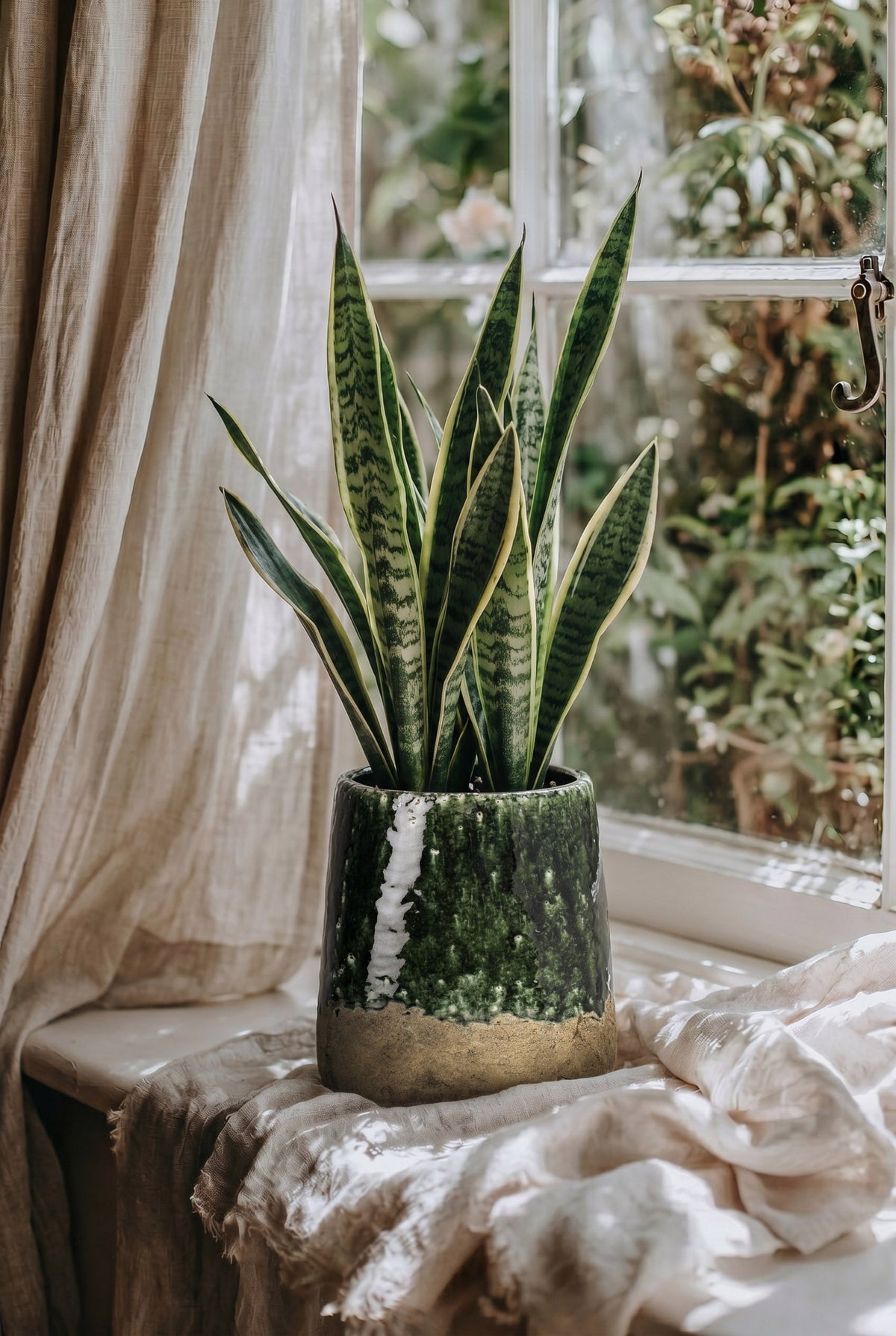 The Moss Conical Planter - Concrete Green - L