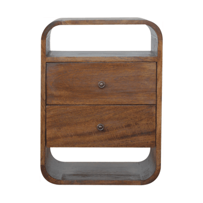 Chestnut Curve 2 Drawer Bedside