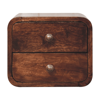 Mini Curved California Walnut Wall Mounted Bedside