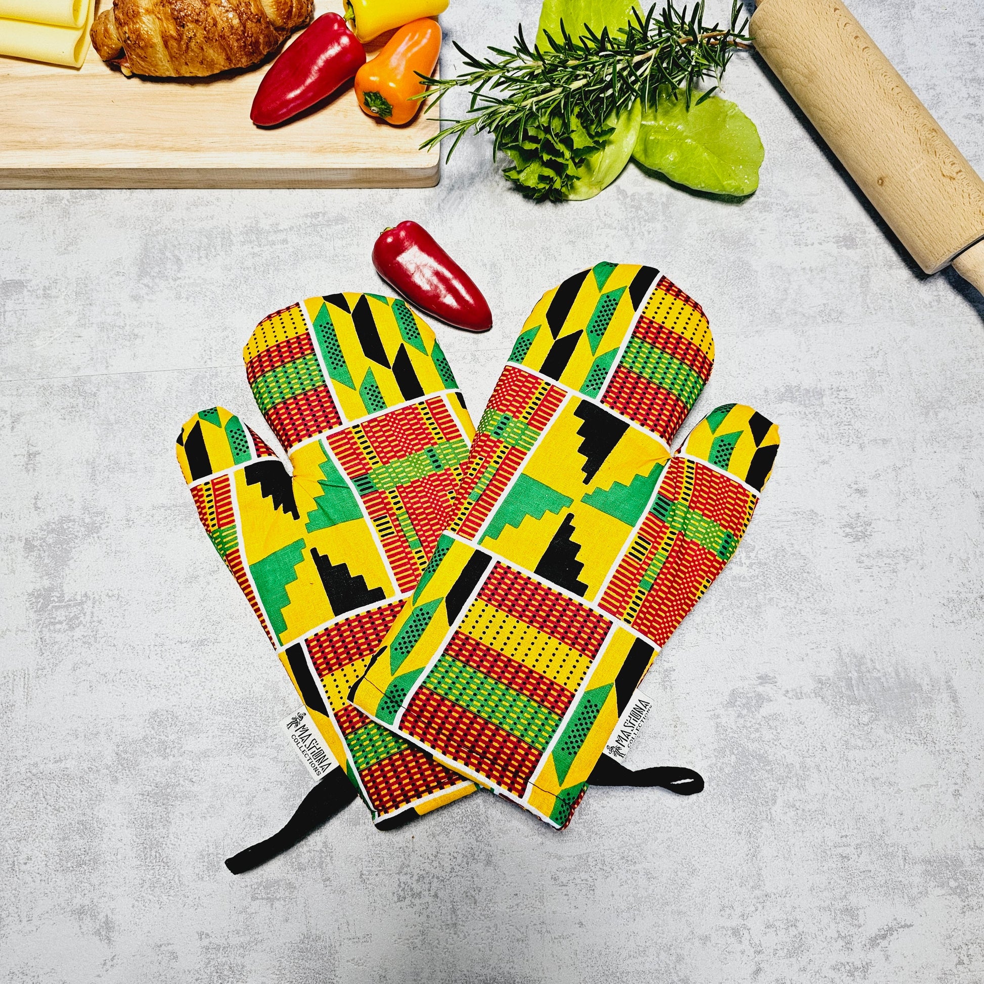 Set of 2 Oven Gloves | African Print 100% Cotton Fabric-0