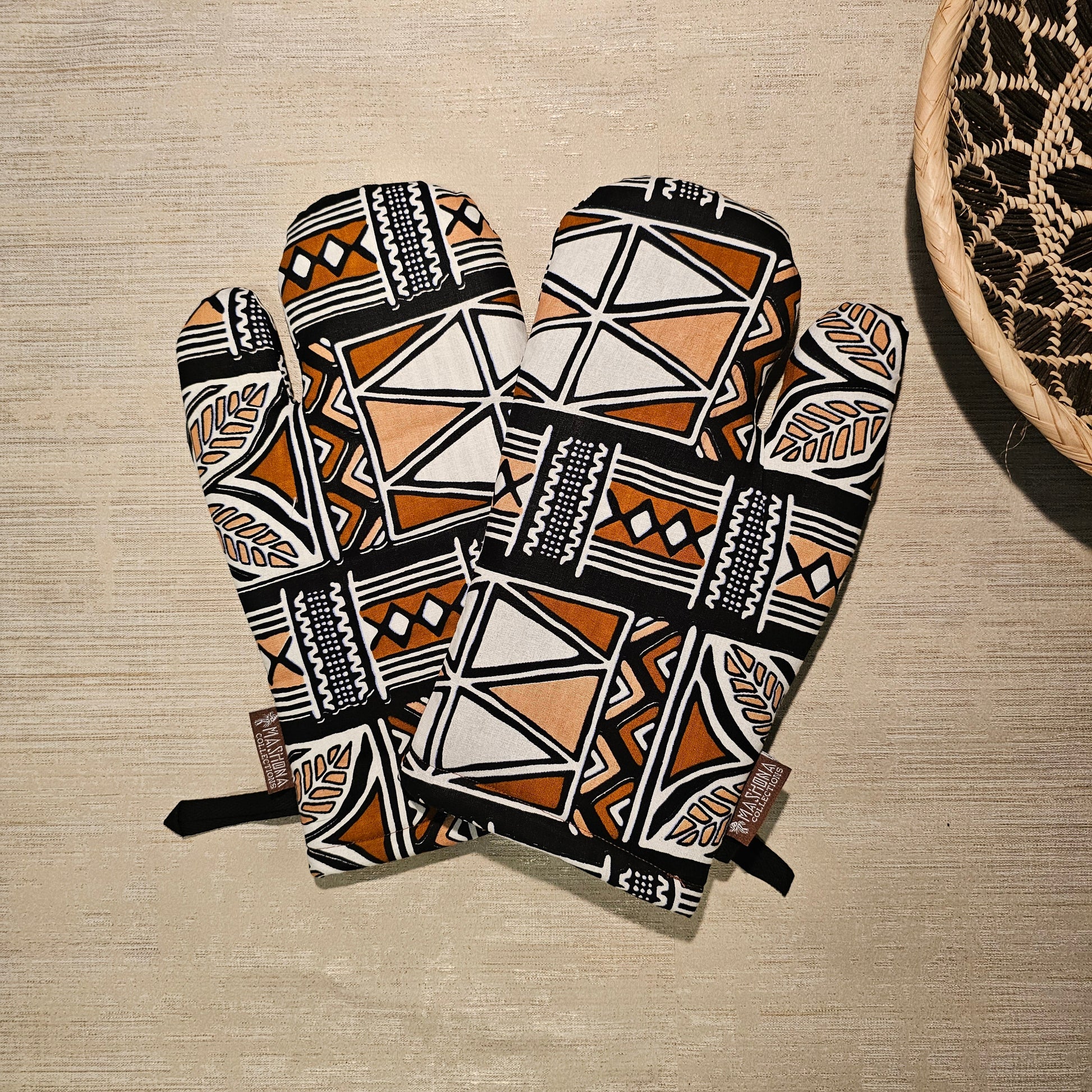Set of 2 Oven Gloves | African Print 100% Cotton Fabric-0