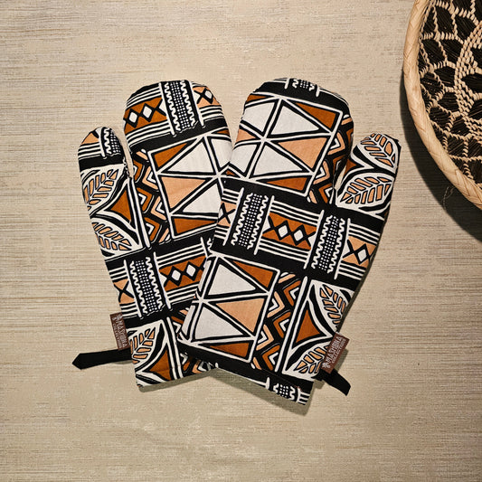 Set of 2 Oven Gloves | African Print 100% Cotton Fabric-0